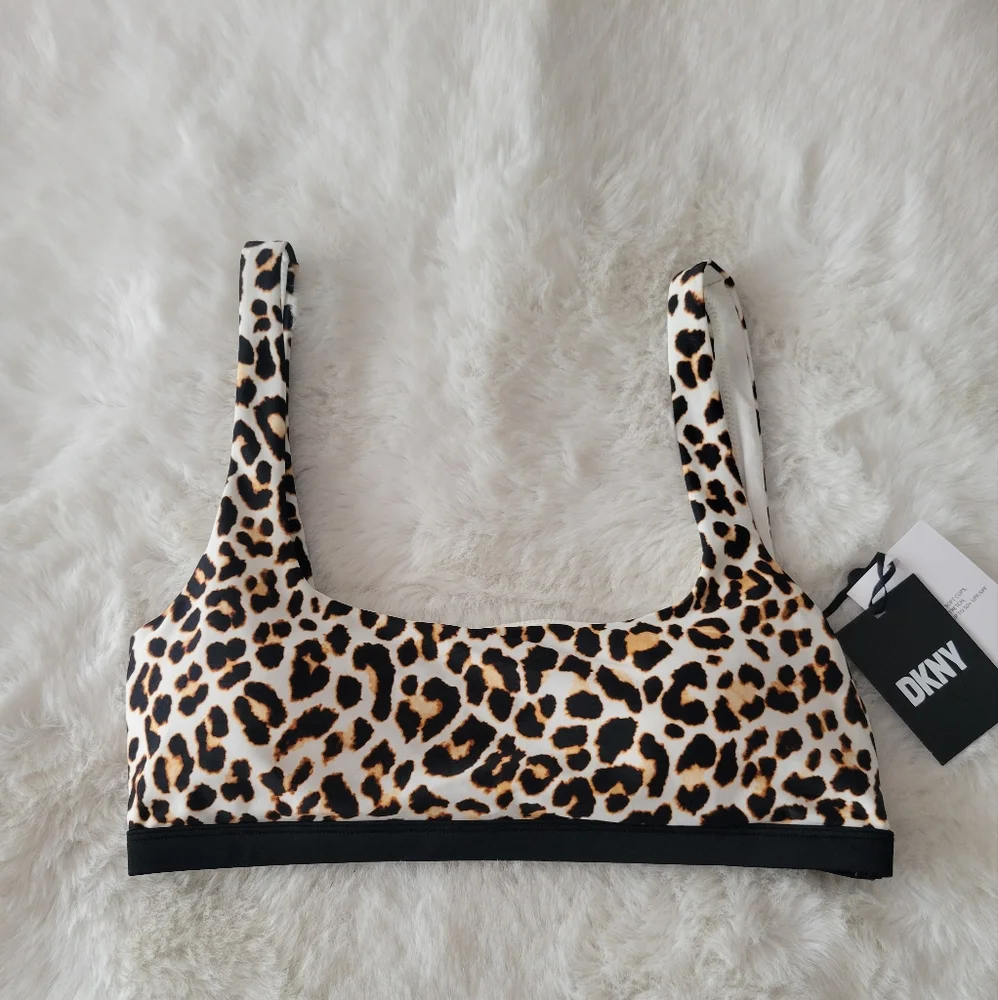 🌞DKNY DKNY PRINTED SQUARE NECK BIKINI TOP SIZE L